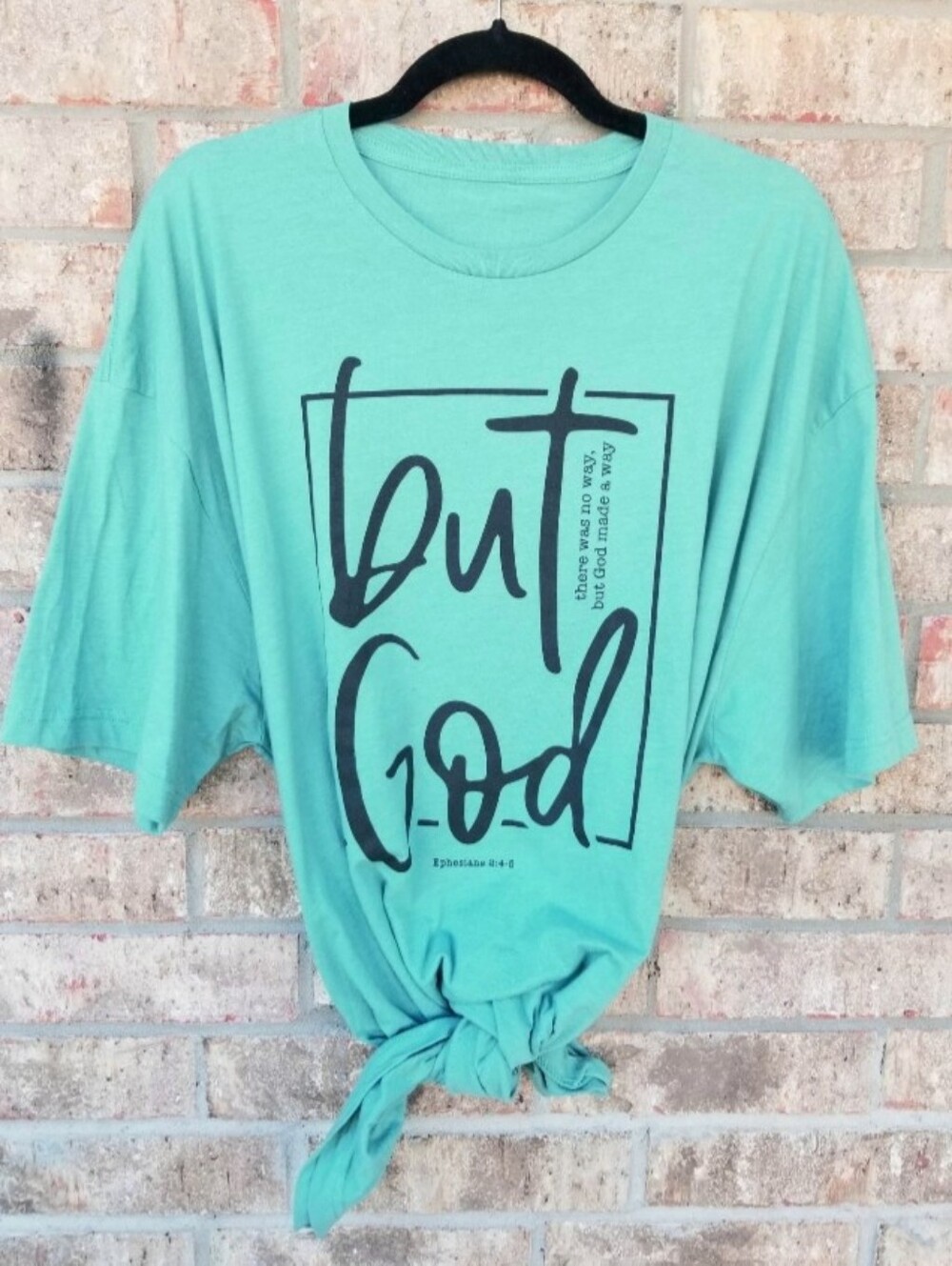 BUT GOD GREEN Graphic TShirt (Women 3X) ShortSleeve Scripture Faith TShirt